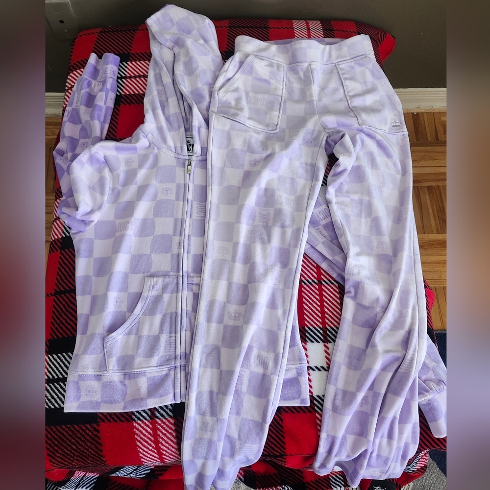 Lavender Checkered Hoodie and Pants Set